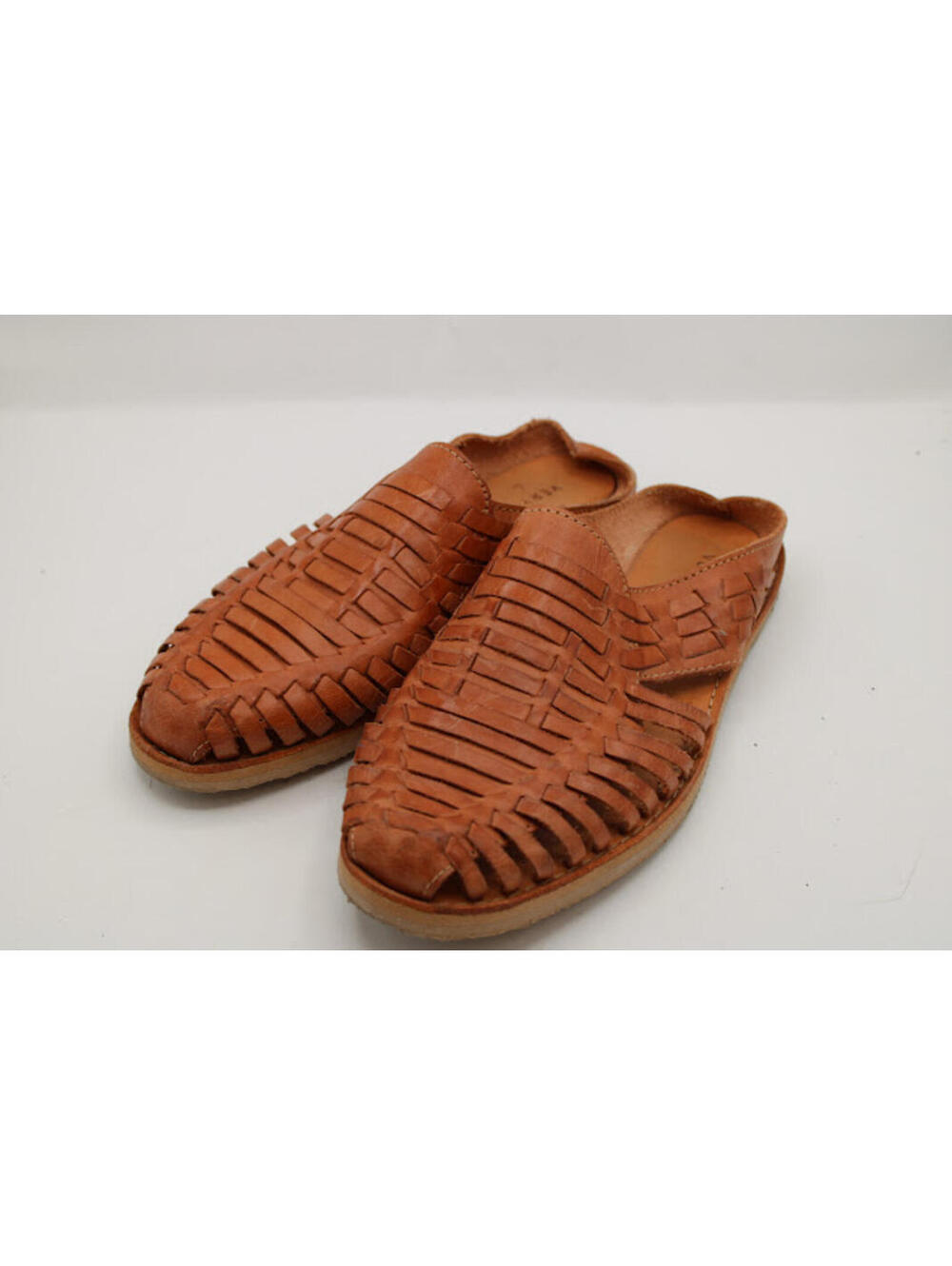 Very Volatile Brown Leather Slip On Sandals Shoes Made In Mexico Women's Size 8